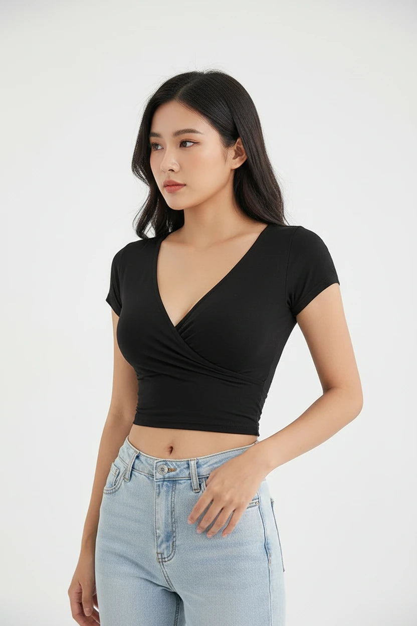 Y2K V-Neck Crop Top
