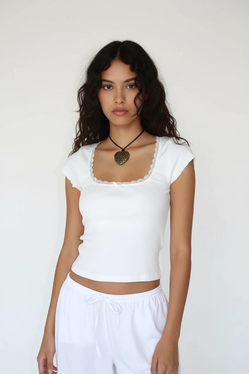Cottage Lace Trim Baby Tee