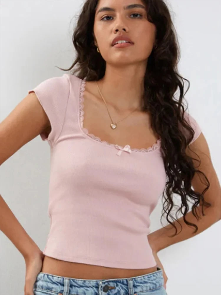 Cottage Lace Trim Baby Tee