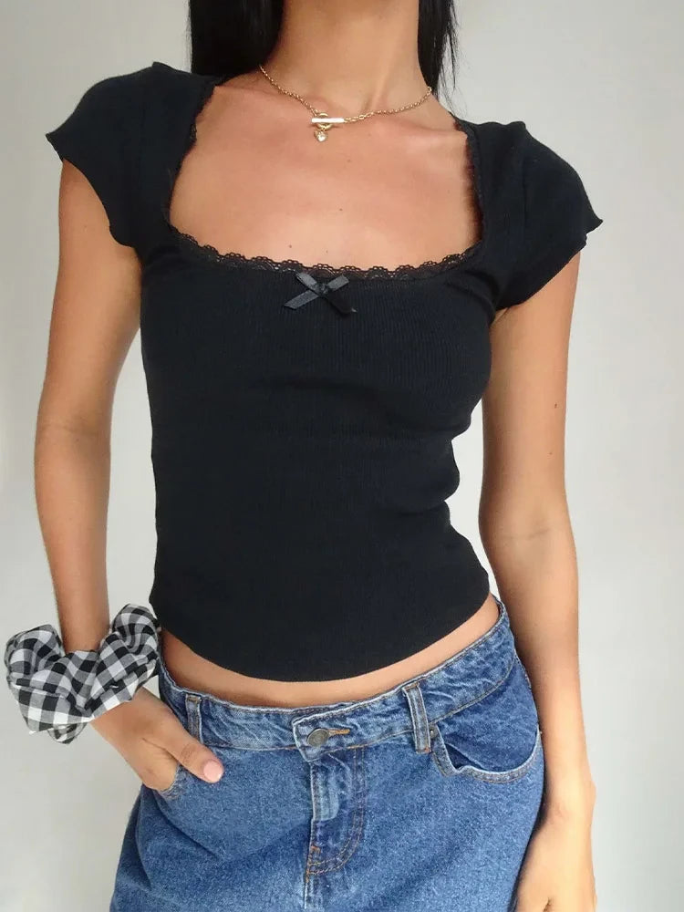 Cottage Lace Trim Baby Tee