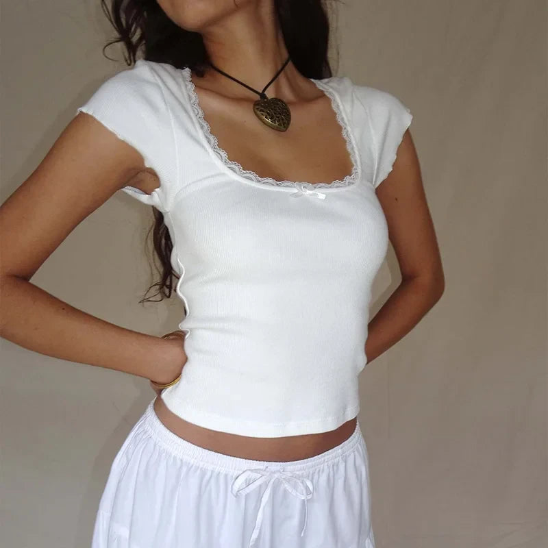 Cottage Lace Trim Baby Tee