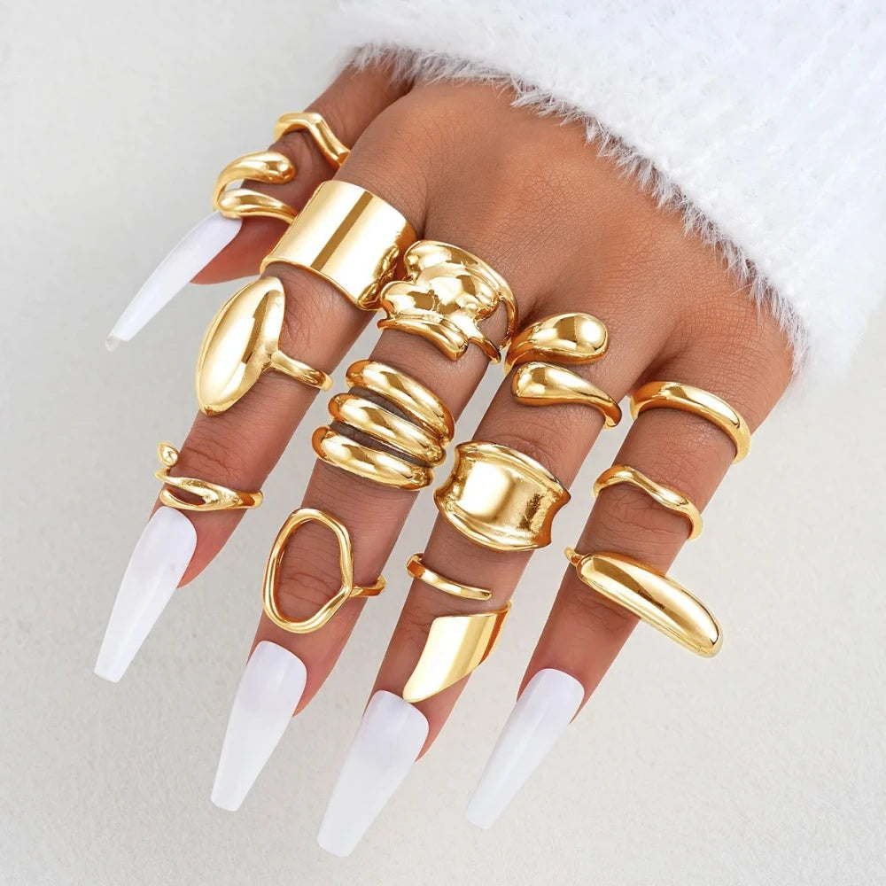 10Pcs/Set Irregular Smooth Rings