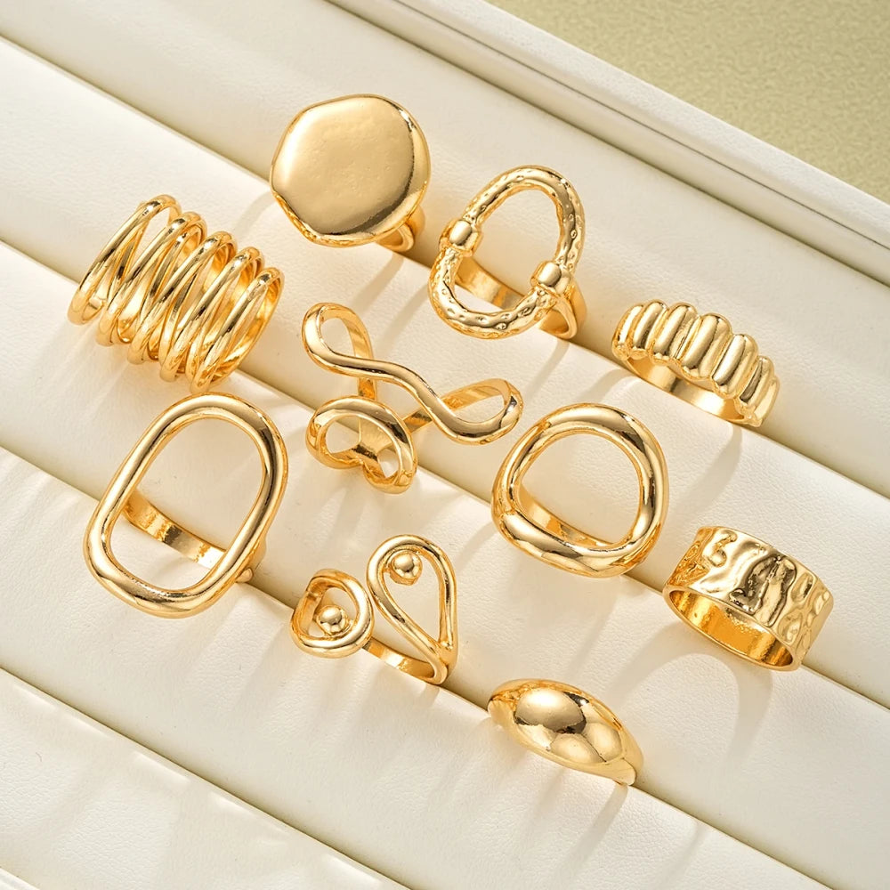 10Pcs/Set Irregular Smooth Rings