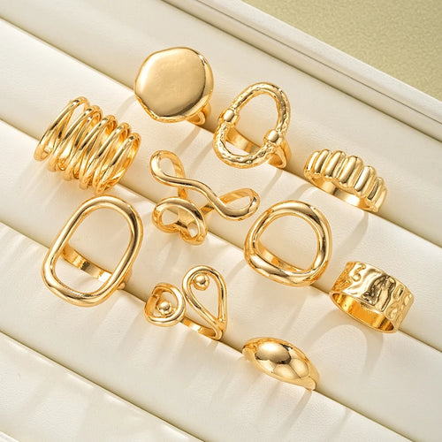 10Pcs/Set Irregular Smooth Rings