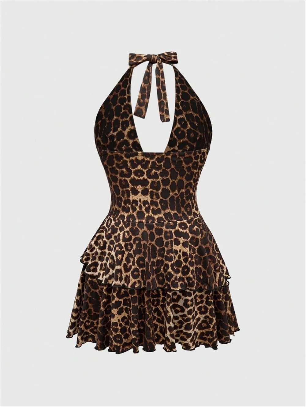 Leopard Print Halter Mini Dress